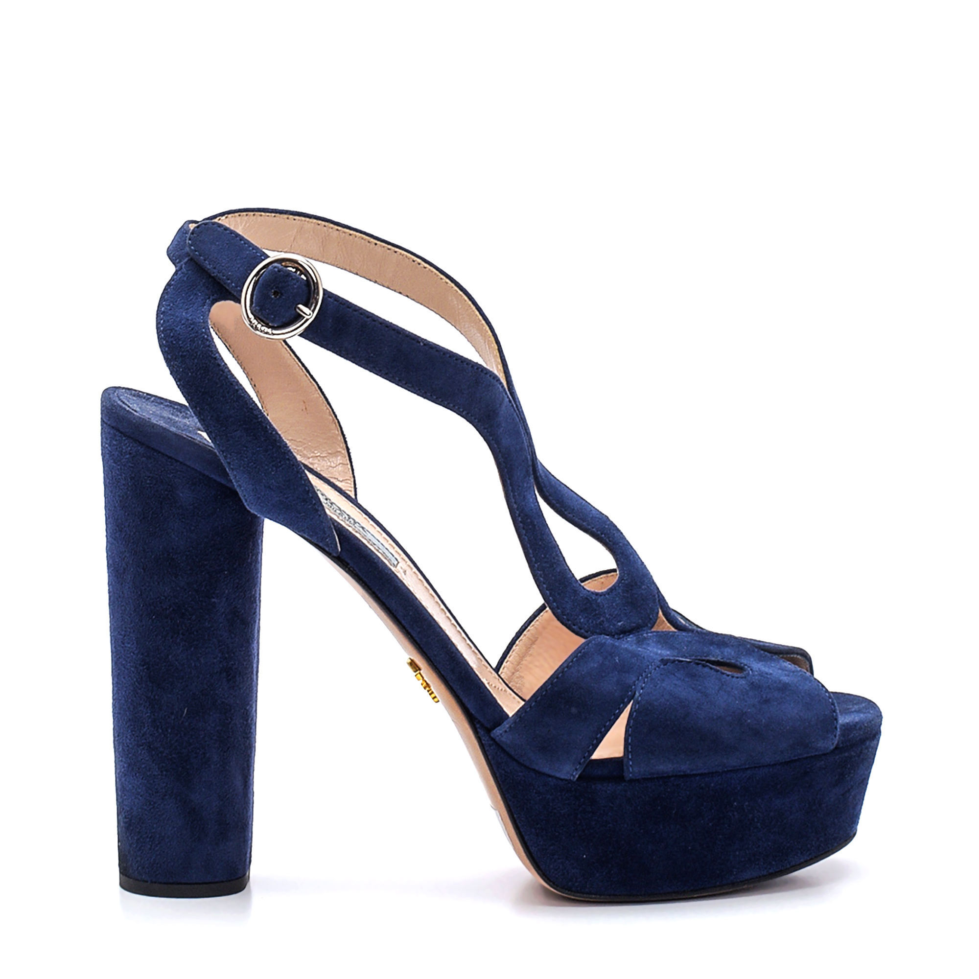 Prada - Navy Blue Suede Platform Pumps 